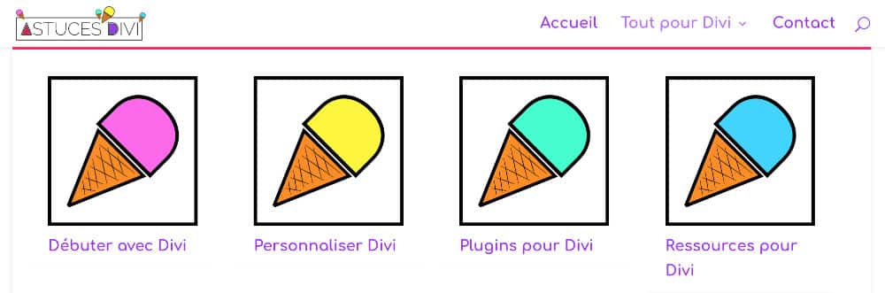 Insérer des images dans le menu principal de Divi