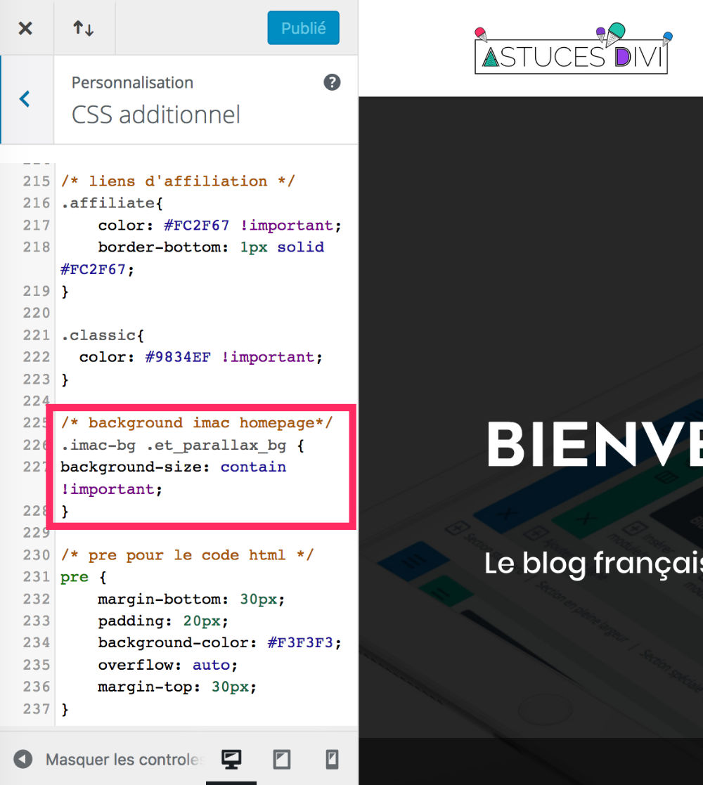 CSS additionnel pour que le SCROLL soit réussi