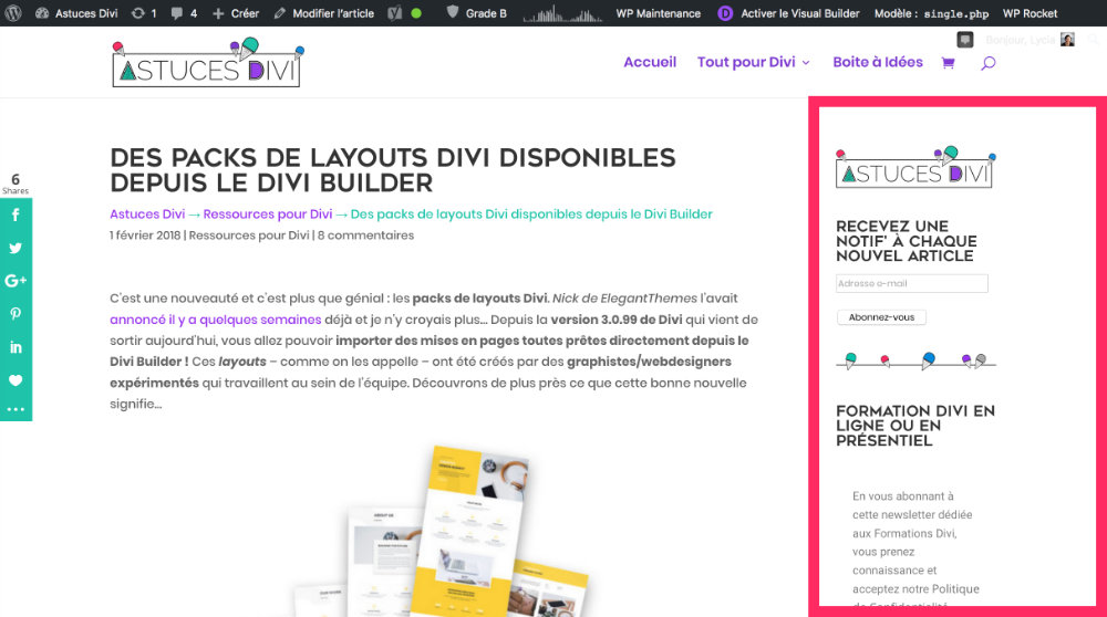 Qu'est-ce qu'une sidebar WordPress