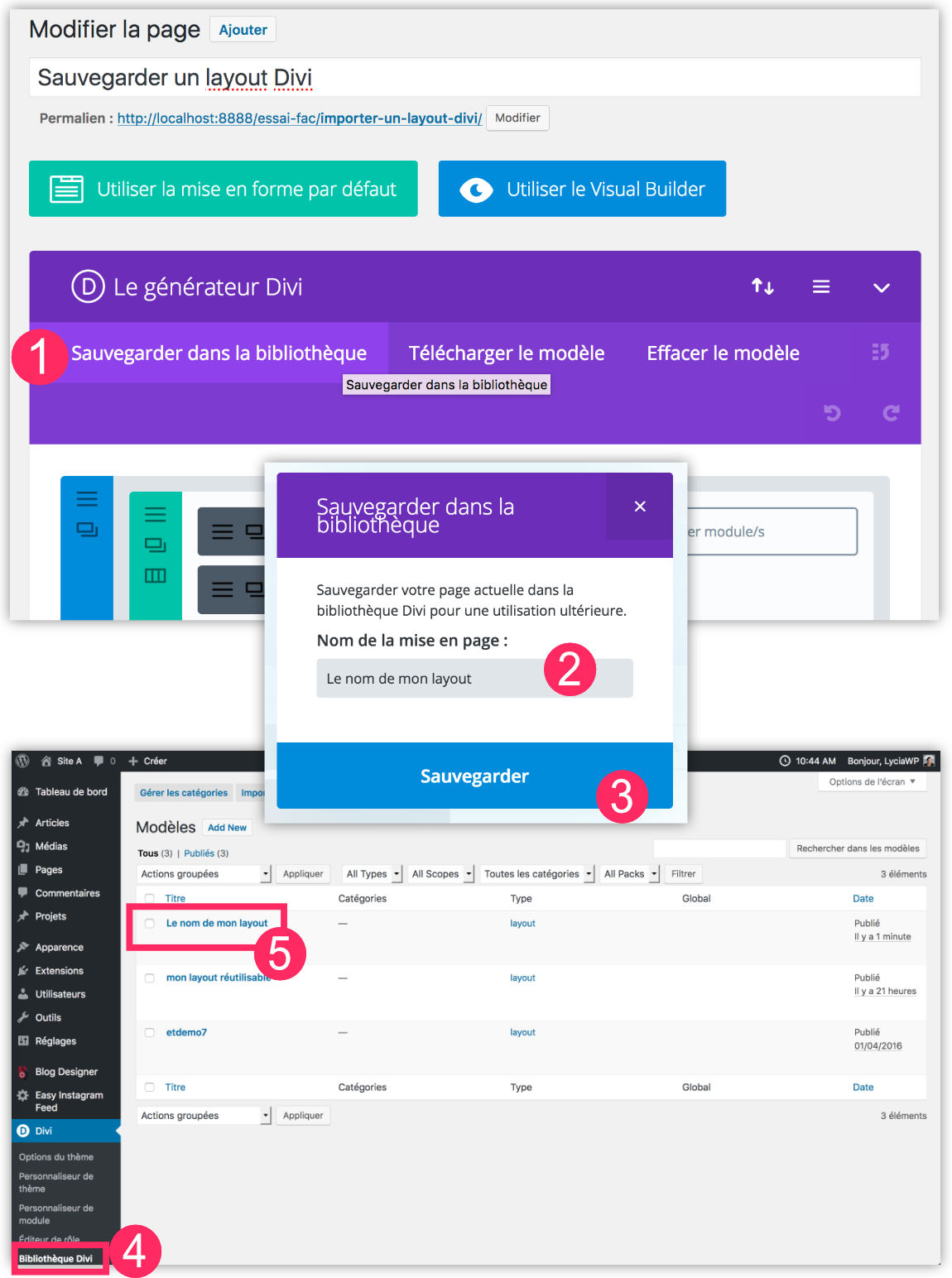 save layout in the Divi library