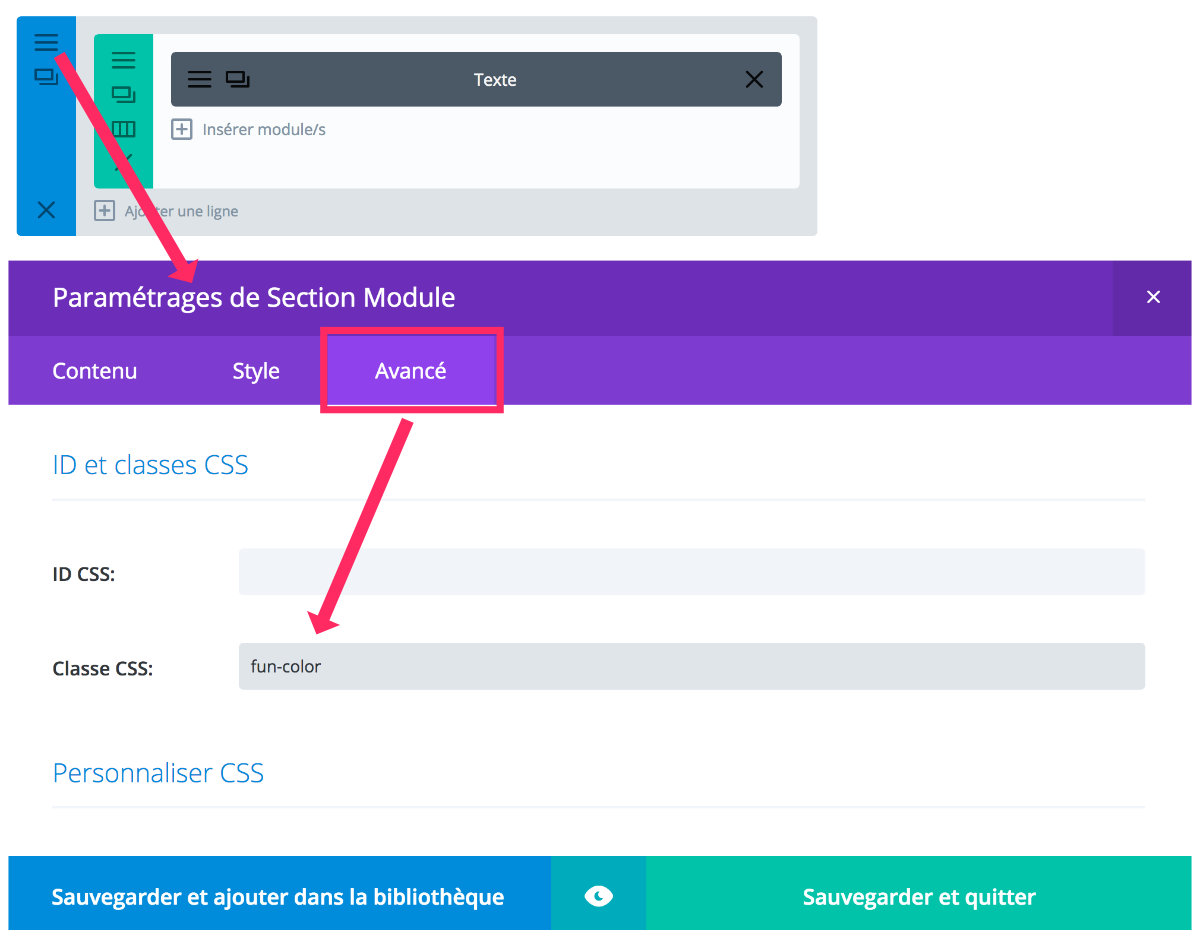 Ajouter une classe CSS à la section standard de Divi