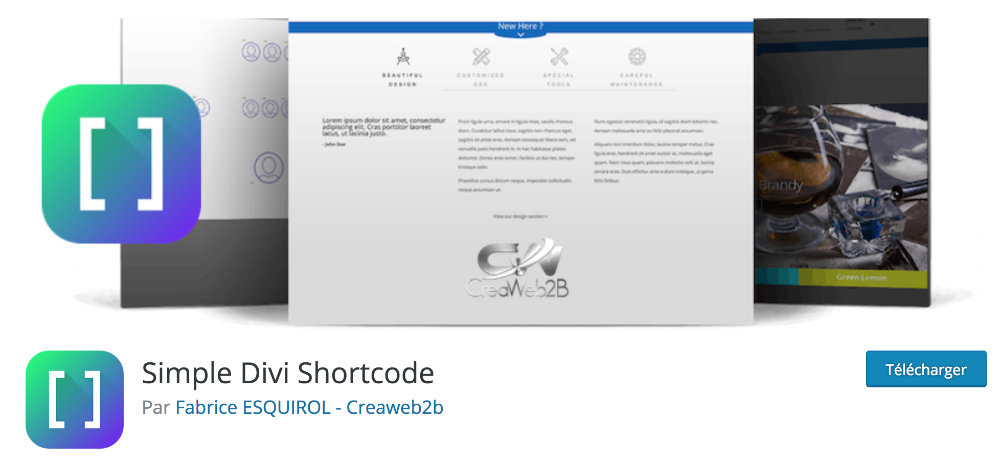 Plugin gratuit Divi : Simple Divi Shortcode