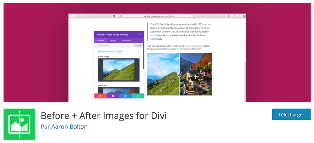 Plugin gratuit Divi : Before and After