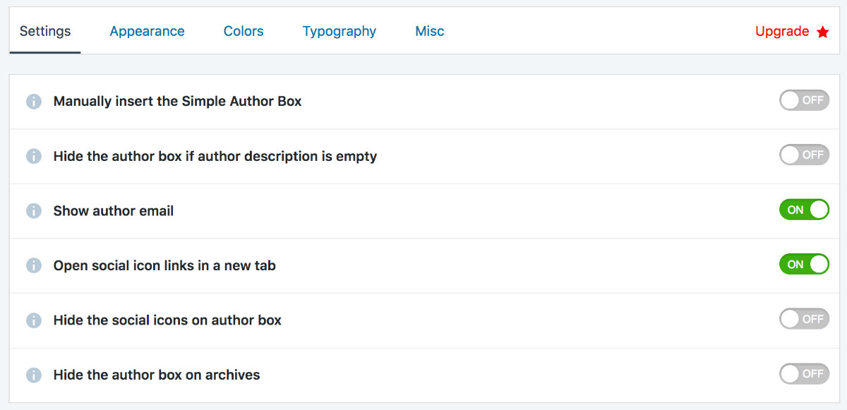 Simple Author Settings