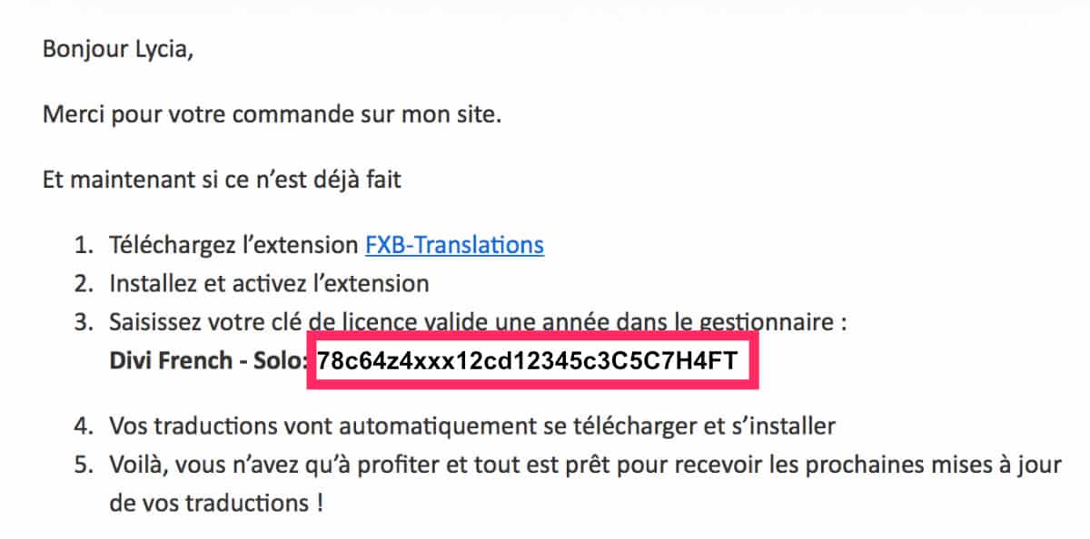 Licence Divi French : Divi en français