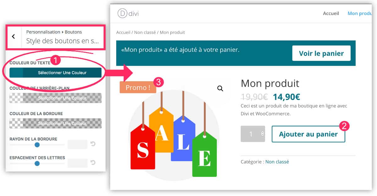 Bouton au survol - Divi et WooCommerce