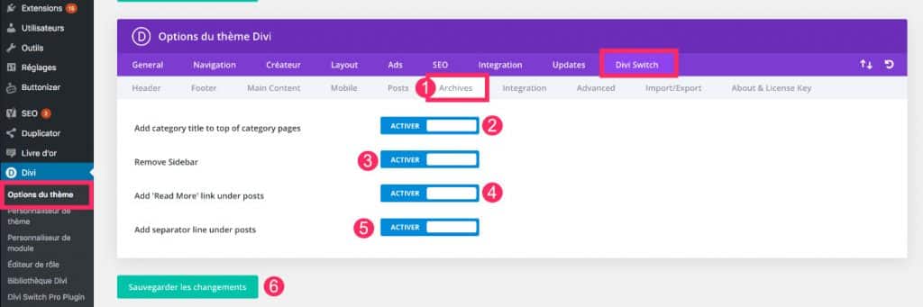 options for archive pages