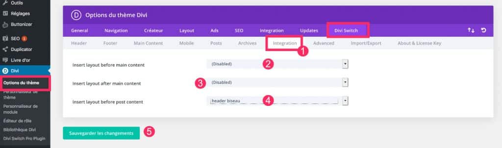 Possibilité d'insérer un layout