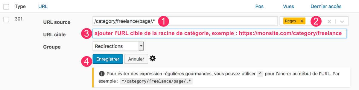 Redirections après suppression de la pagination