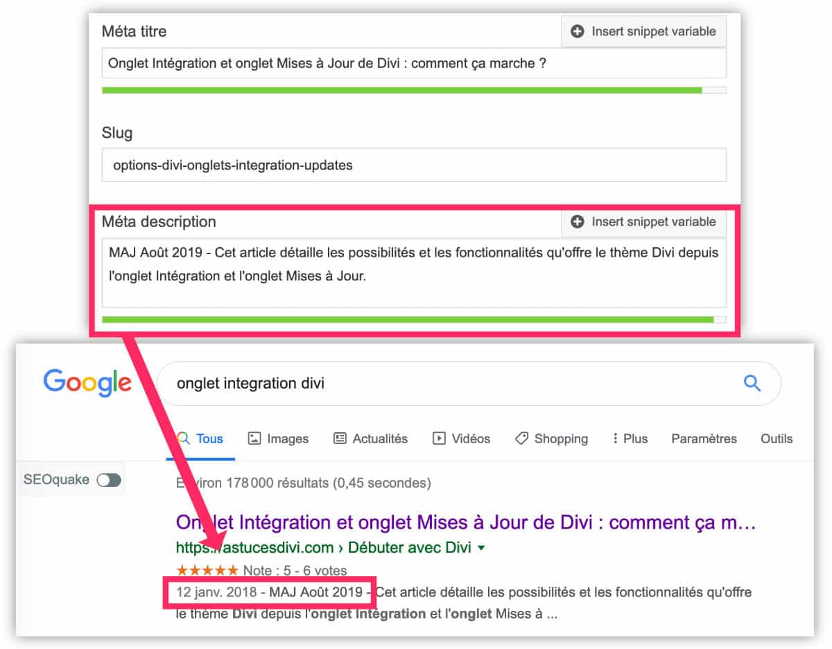 Afficher "mis à jour le" dans la méta-description