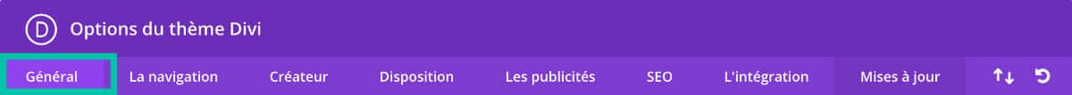 General tab of Divi options