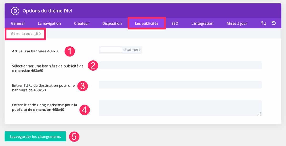 configuración del anuncio