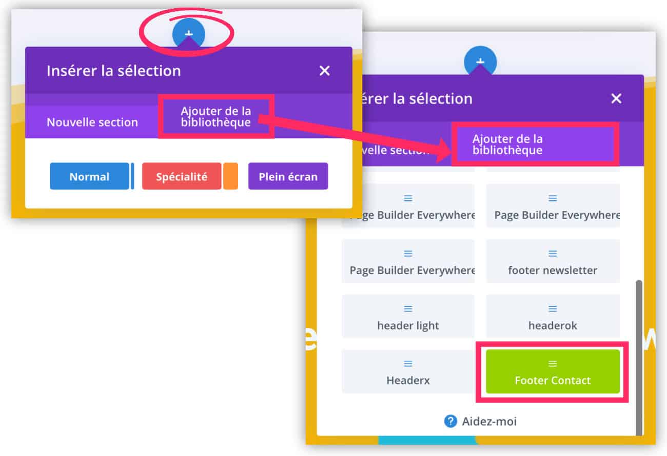 Insérer un élément global Divi