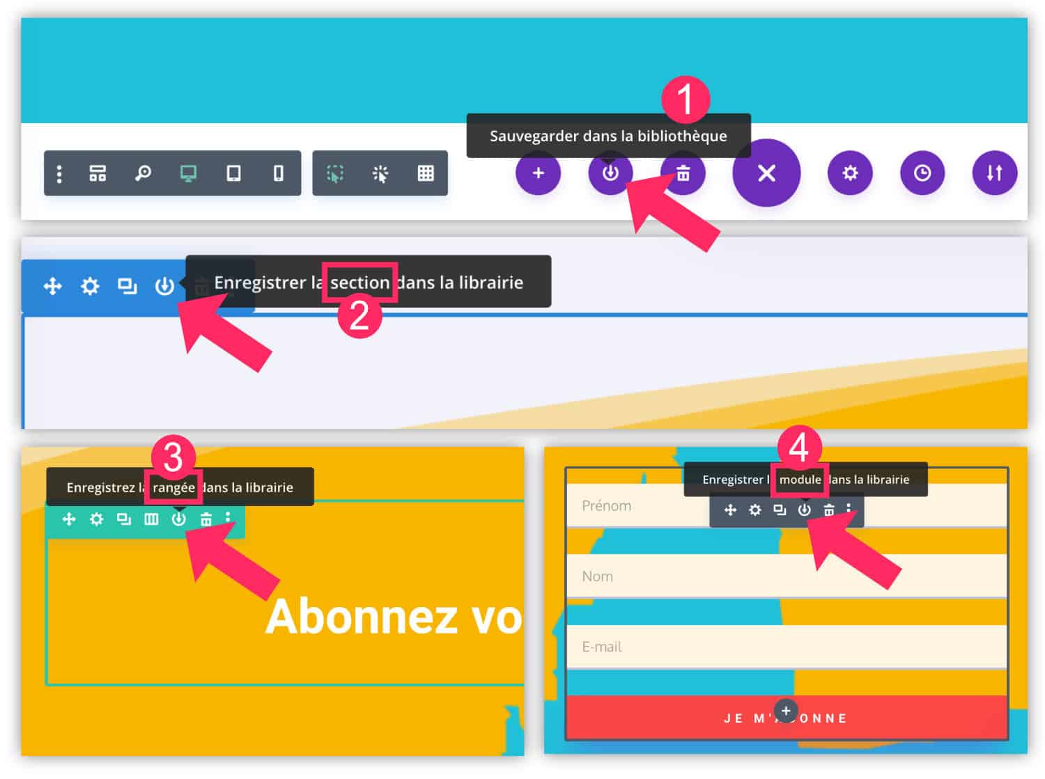 Sauvegarder dans la bibliothèque Divi