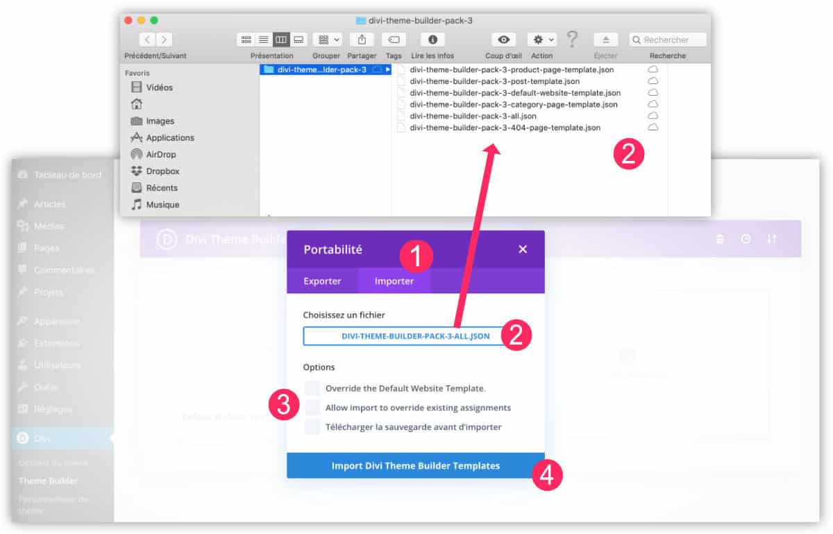 Importer sans options