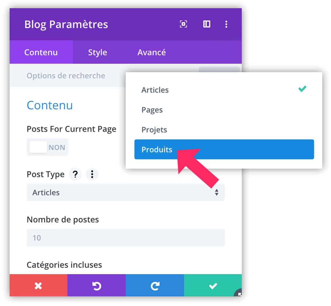 define the "post type" of the Blog Module