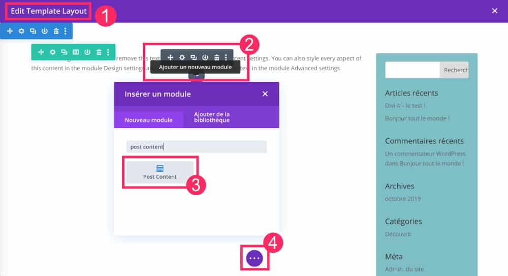 añadir un módulo "Post Content"