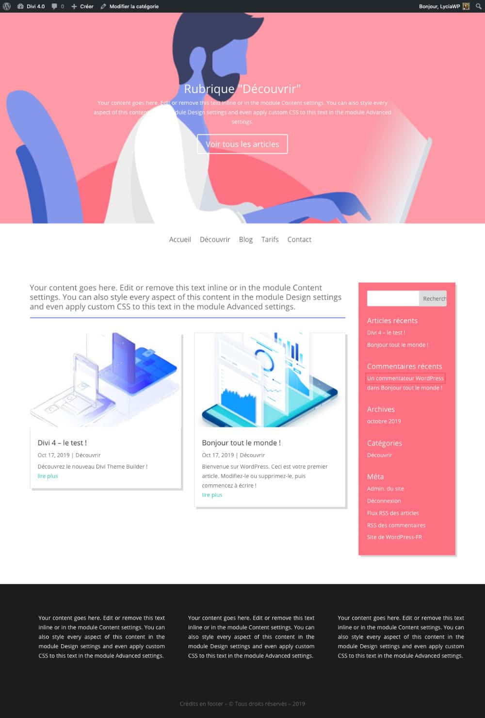 Divi Theme Builder ejemplo #3