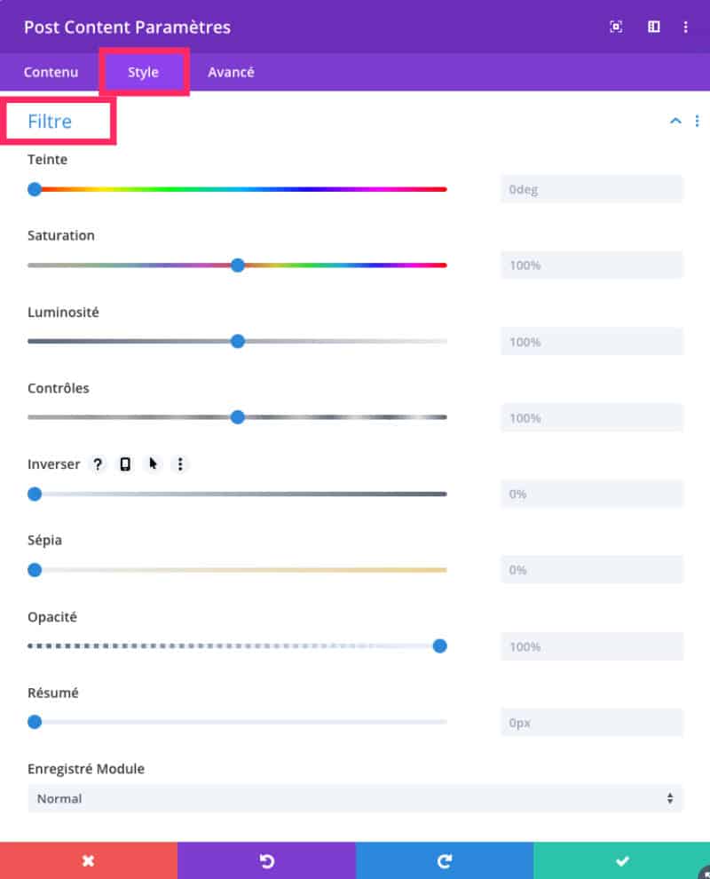 Tab Style - Filter