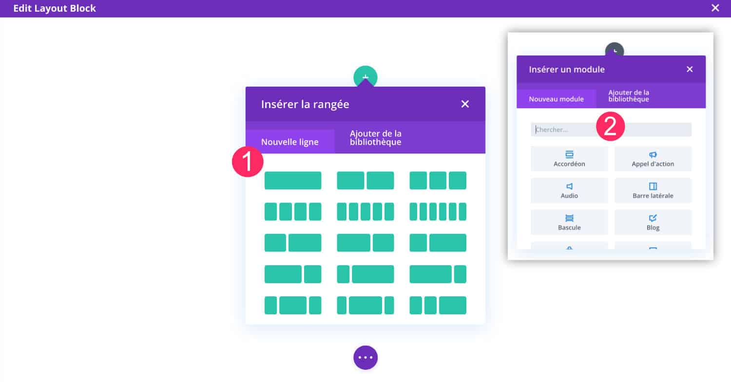 Ajouter ligne et module Divi