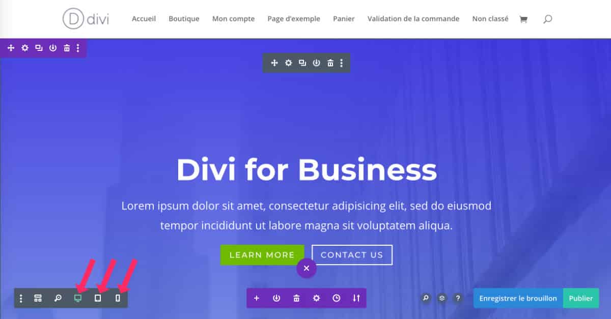 Gestion Responsive Divi