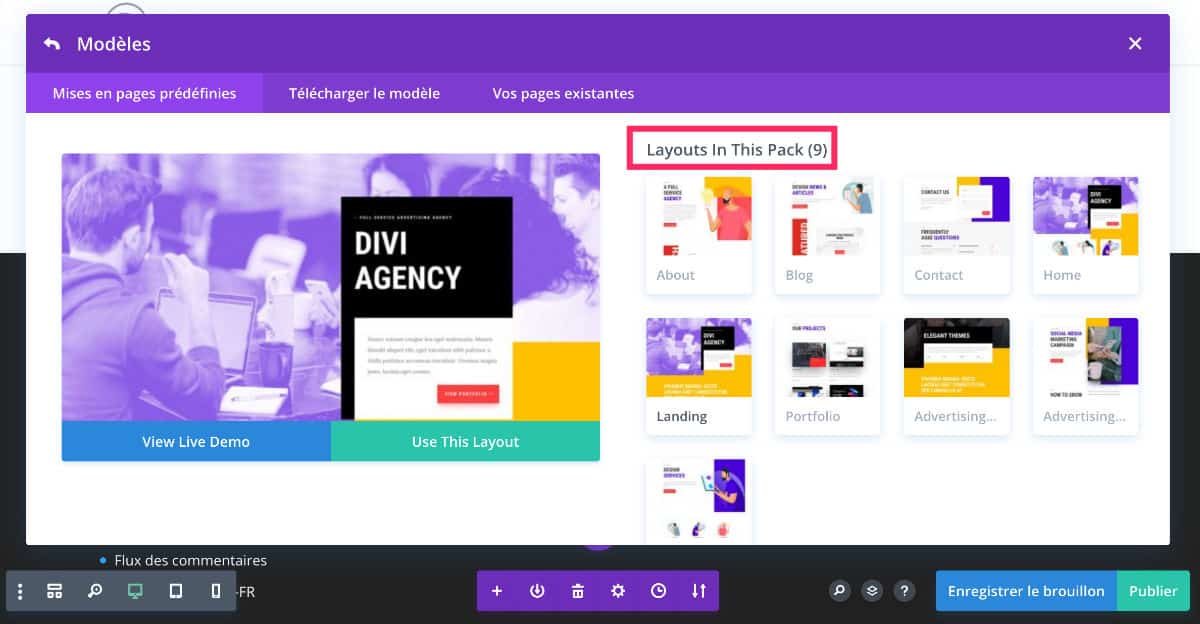 Ejemplo Divi Agency Pack