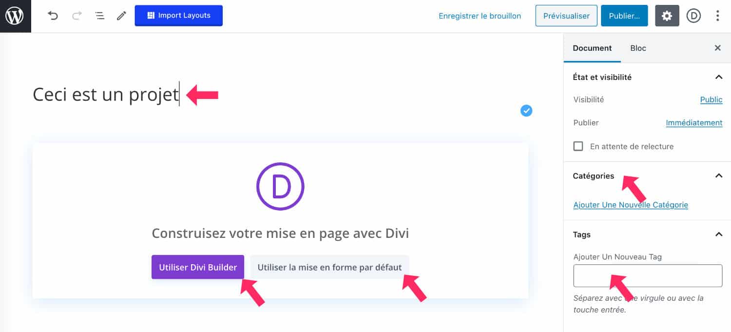 Create a Divi Project