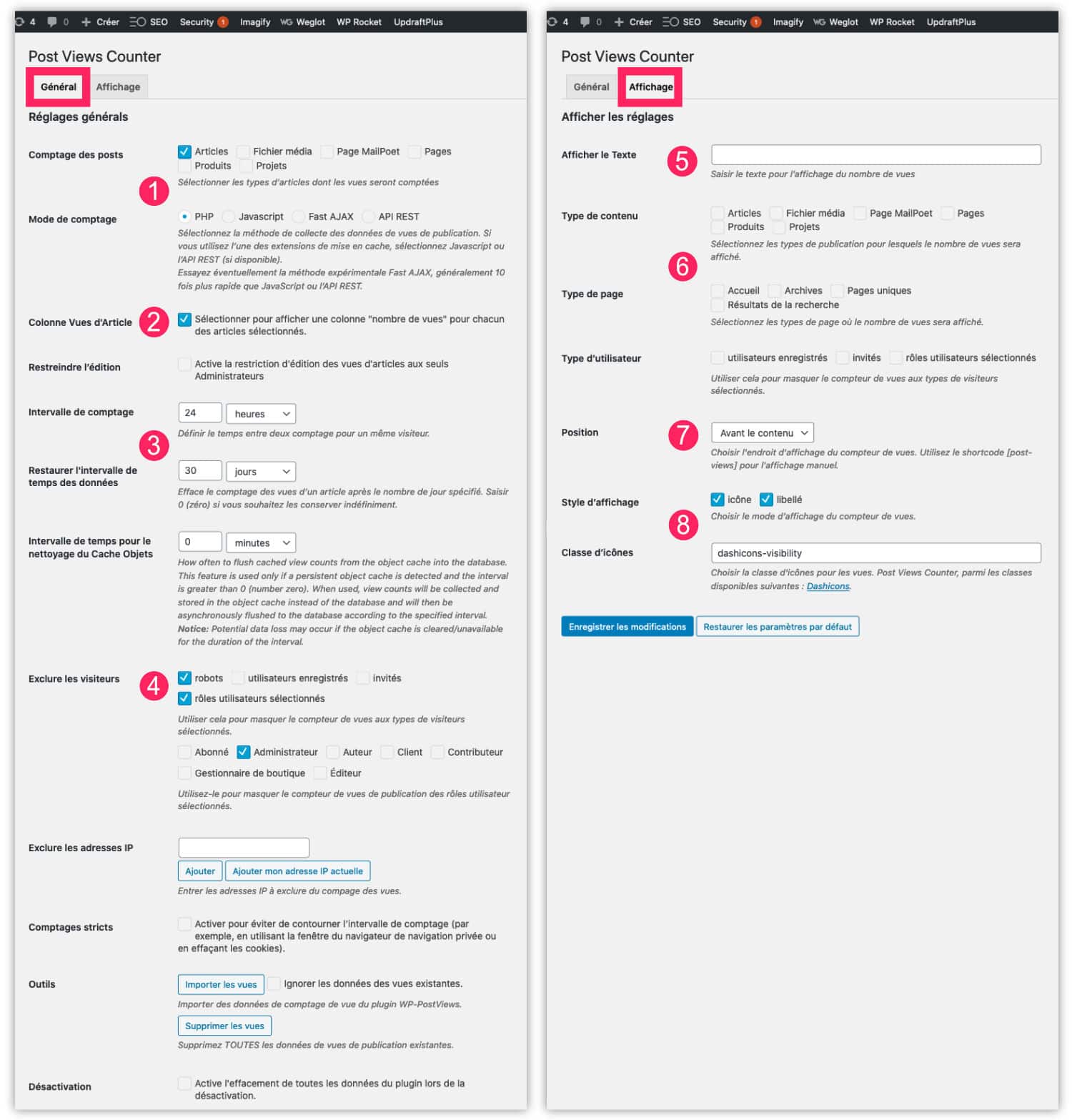 Post View Counter Settings