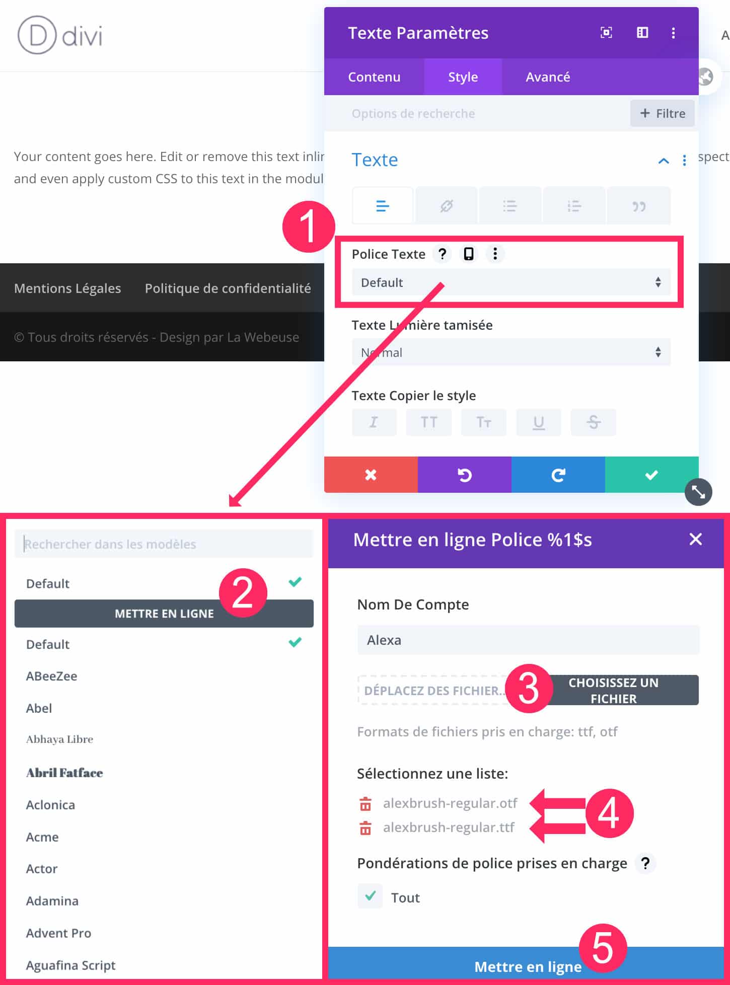 Insert Divi Custom Fonts