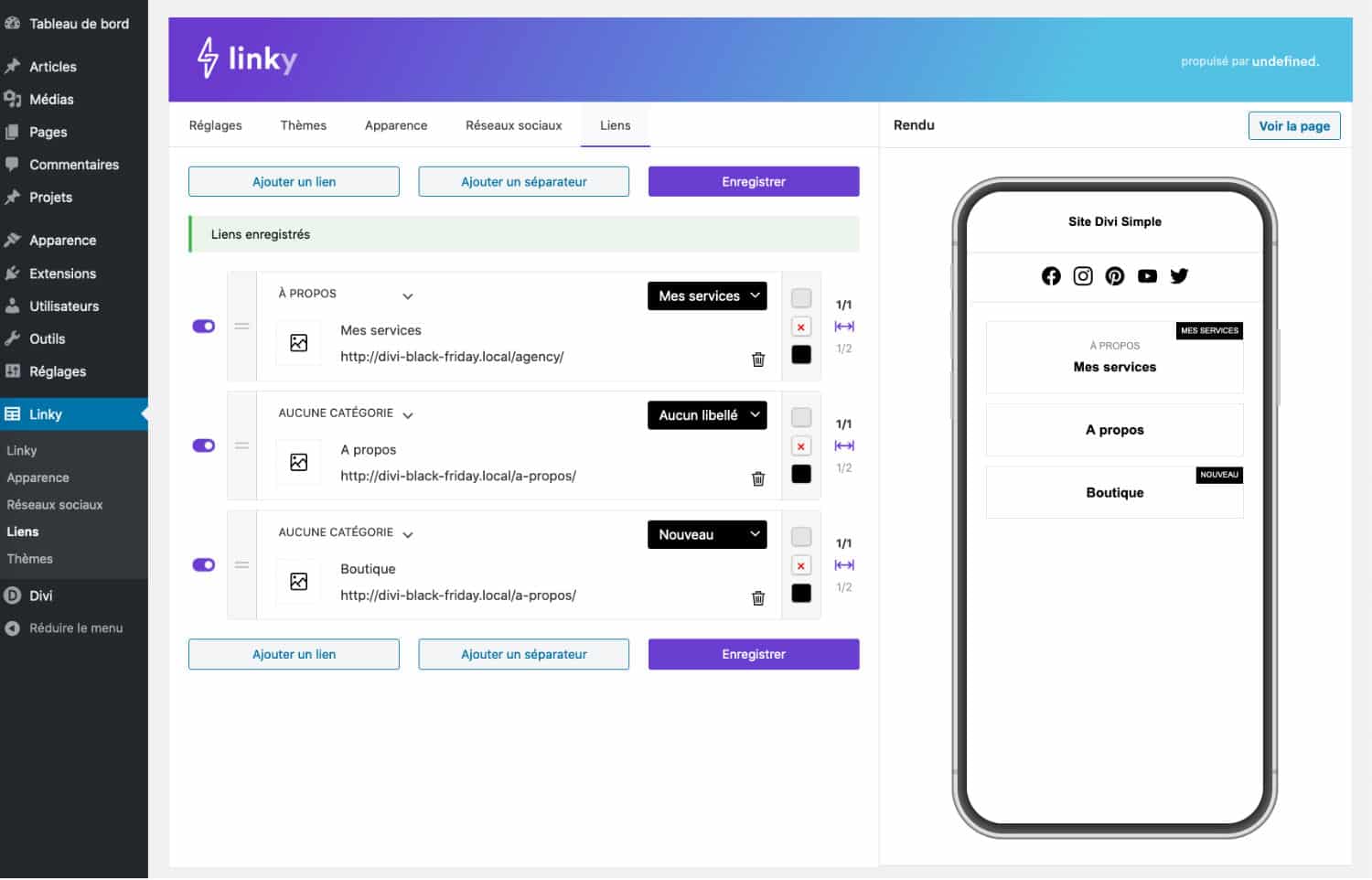 Instagram link page with Divi: no need for Linktree!