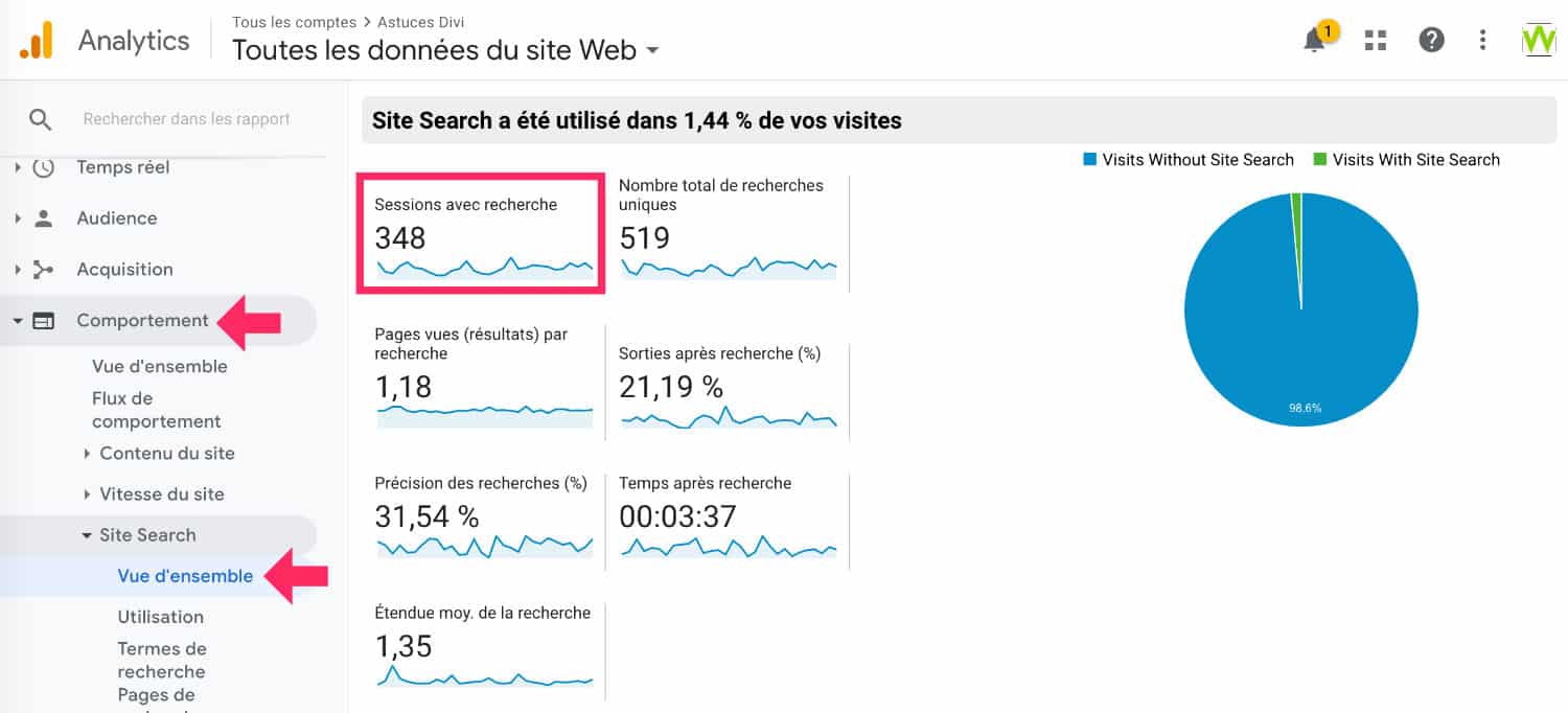 Búsqueda de Sitio Google Analytics