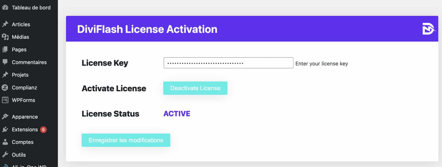 divi flash licence